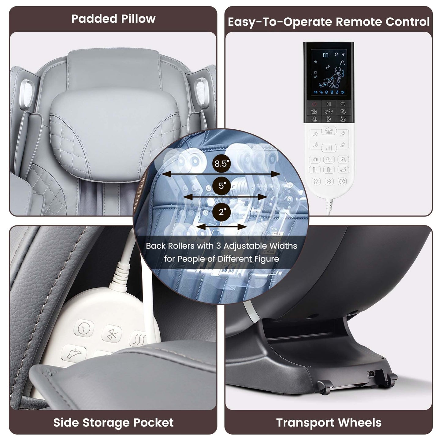 Fauteuil de massage complet Costway avec commande vocale et rouleau chauffant pour les pieds