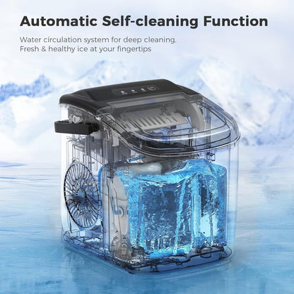 Countertop Portable Ice Maker with Self-cleaning ,9 Bullet Ice Cubes in 6 Mins, Comes with Ice Basket and Ice Scoop