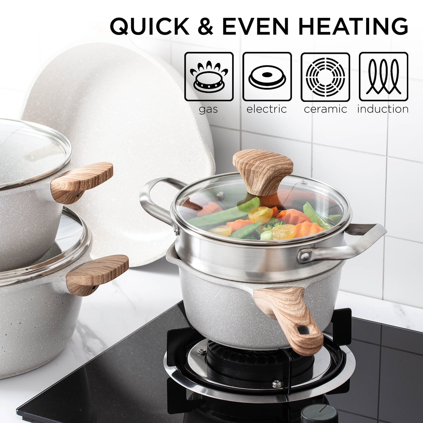 Country Kitchen Non-Stick Cast Aluminum Cookware Set - Durable Kitchen Cookware for Everyday Cooking, 6-11 Pc