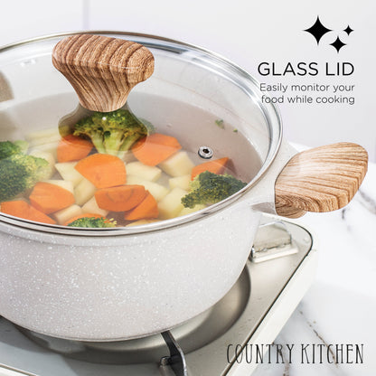 Country Kitchen Non-Stick Cast Aluminum Cookware Set - Durable Kitchen Cookware for Everyday Cooking, 6-11 Pc