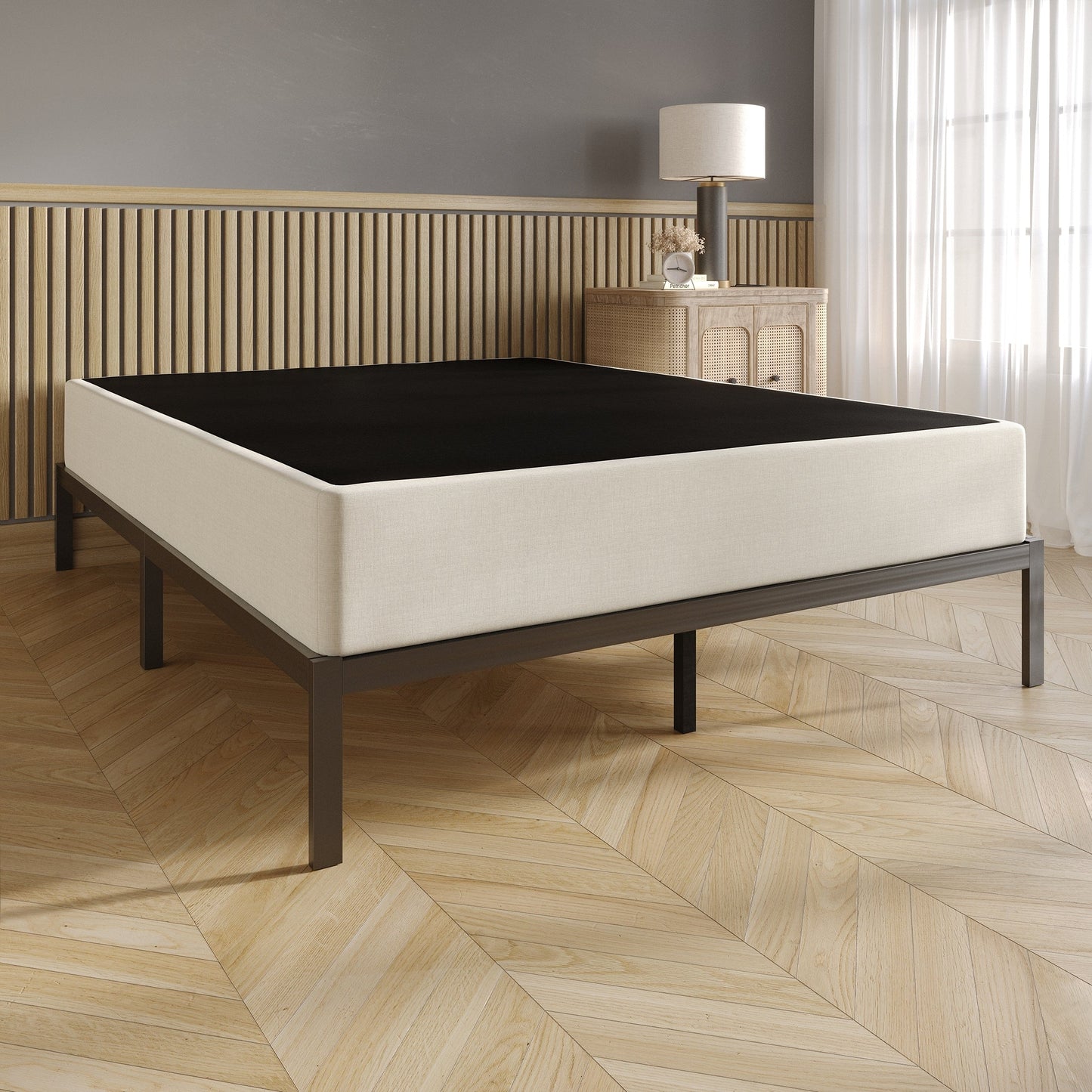 Sommier tapissier en métal et lin rembourré CraftPorch