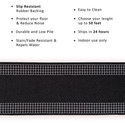 Tapis de couloir contemporain antidérapant à bordure à carreaux, 66 cm de large