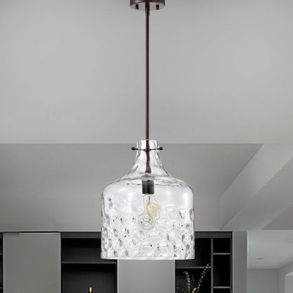 Daelan Clear Dimpled Glass Single Light Pendant Light - 12in