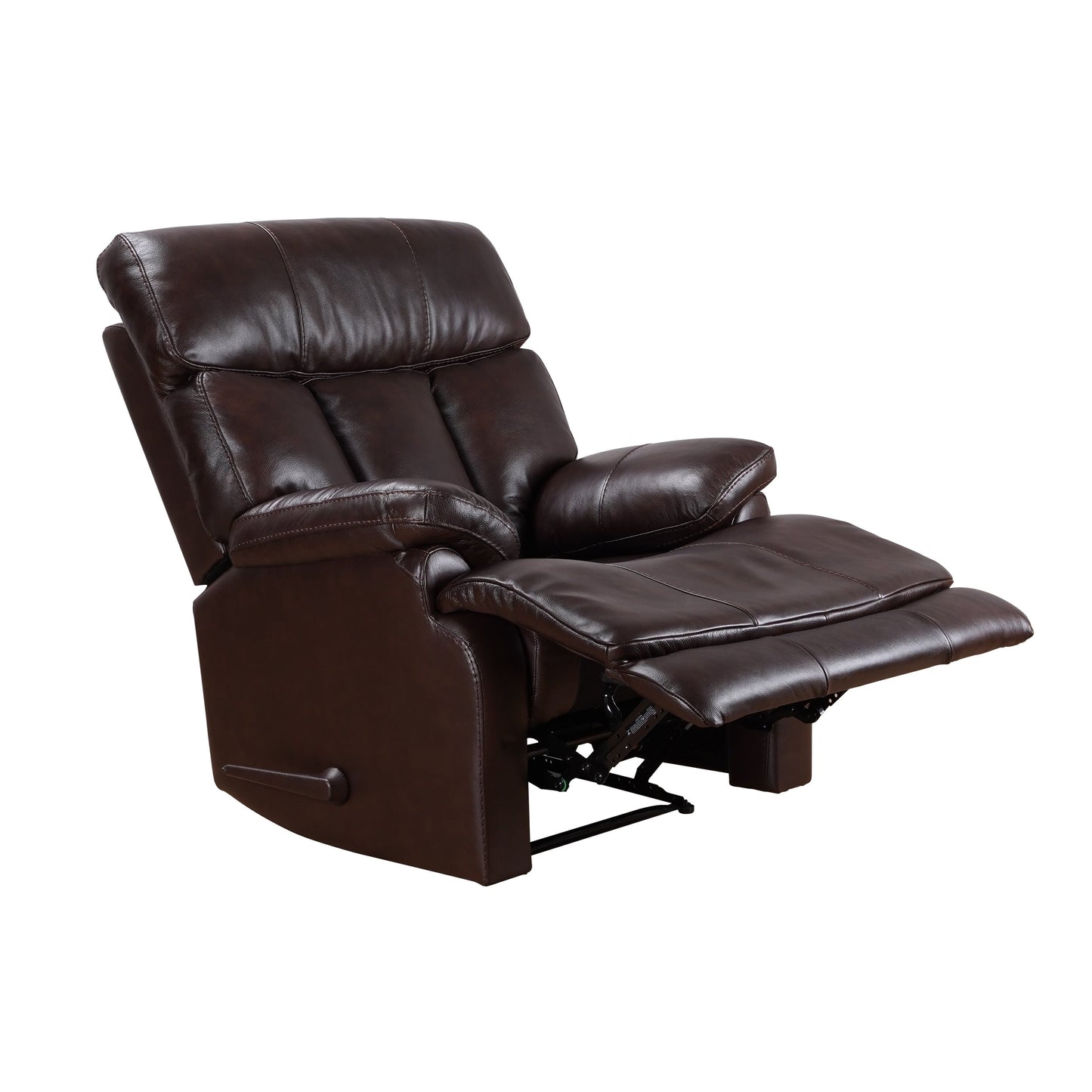 Fauteuil inclinable manuel Davin en cuir pleine fleur marron véritable avec repose-pieds extensible