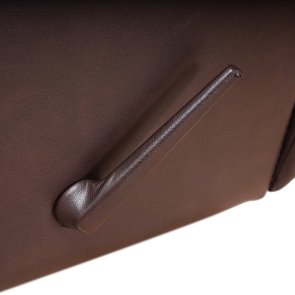 Fauteuil inclinable manuel Davin en cuir pleine fleur marron véritable avec repose-pieds extensible