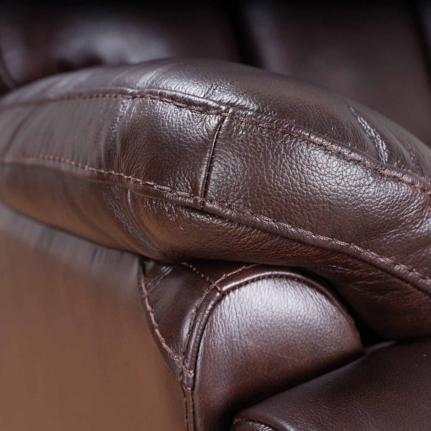 Fauteuil inclinable manuel Davin en cuir pleine fleur marron véritable avec repose-pieds extensible