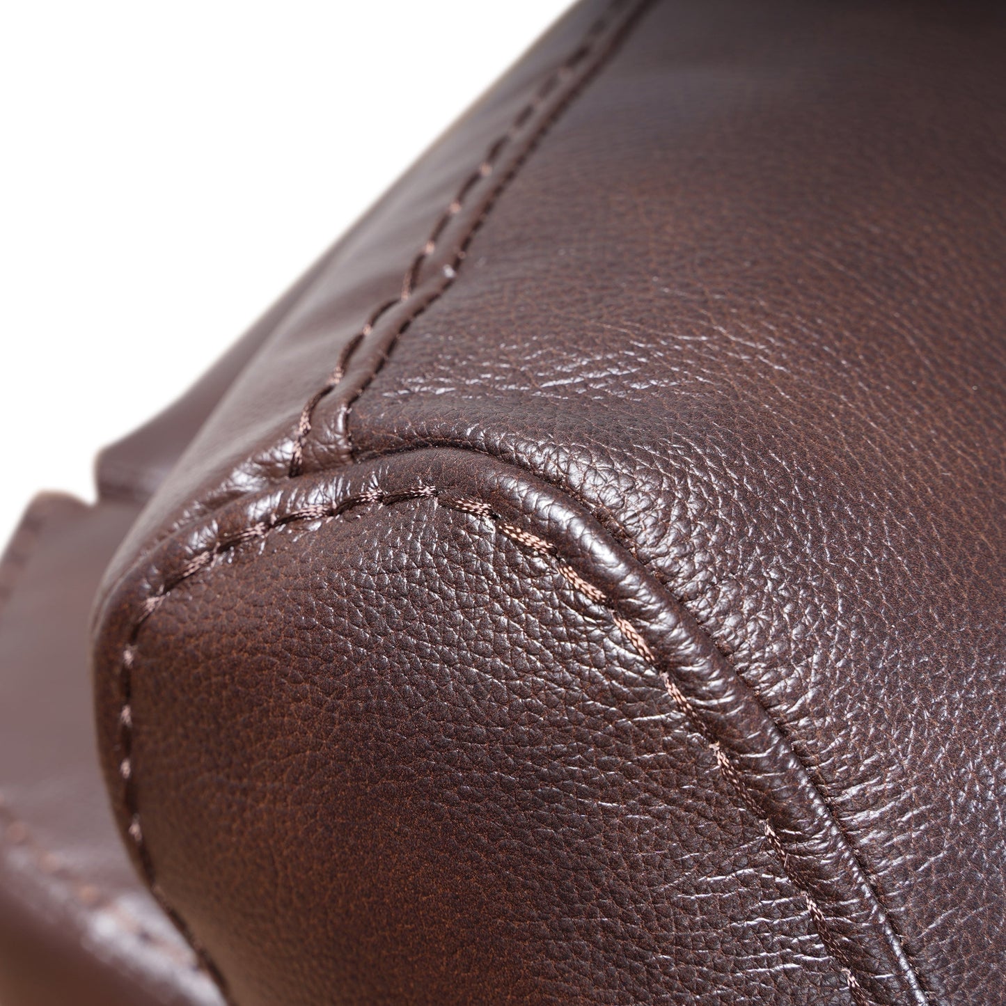 Fauteuil inclinable manuel Davin en cuir pleine fleur marron véritable avec repose-pieds extensible