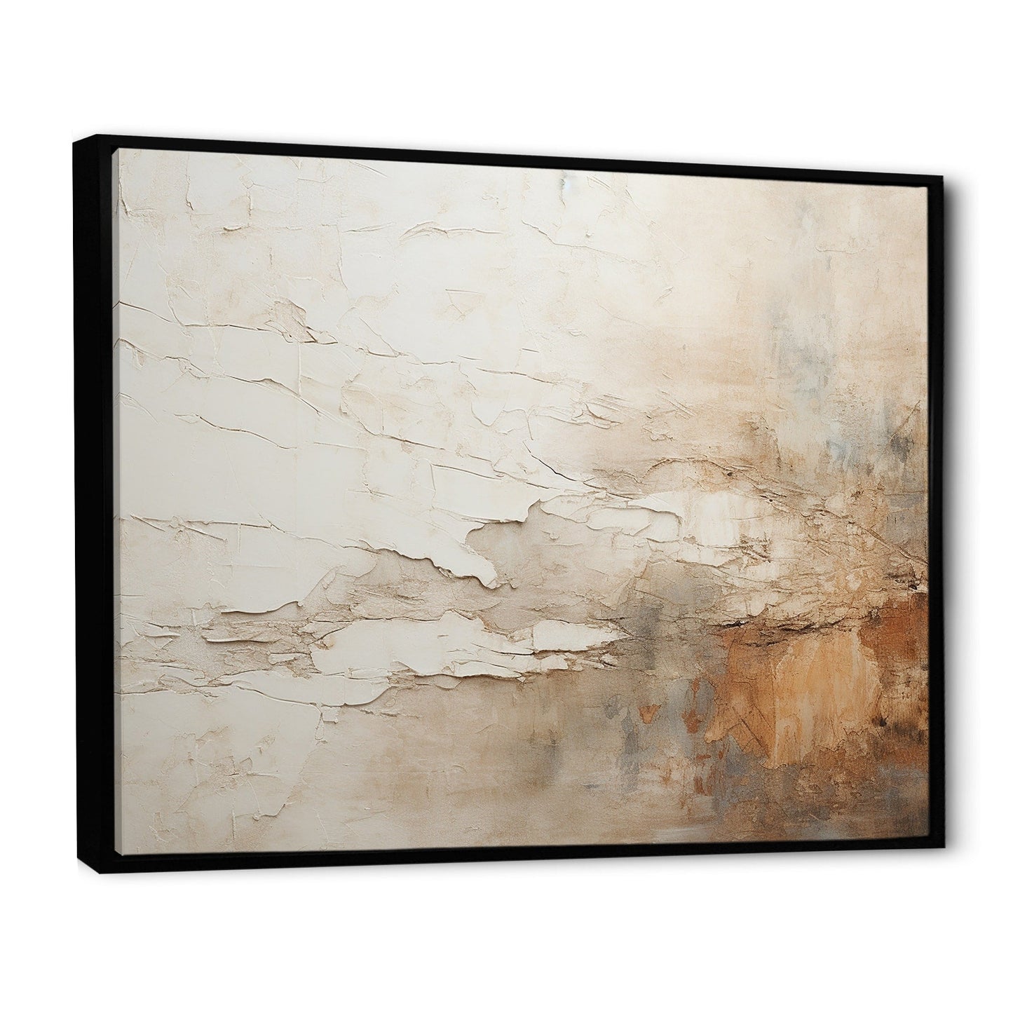 Designart Beige And Brown Paint Fusion Abstract Painting Framed Wall Art Living Room