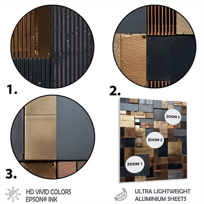 Designart Brown Abstract Tile Mosiac Charm Abstract Tile Metal Wall Art Brown Metal Wall Décor Modern Metal Art Work