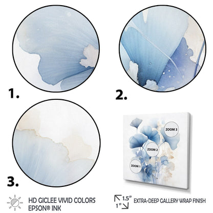 Designart Delicate Blue Ginko Leaves On White Watercolor Leaves Framed Wall Art Living Room