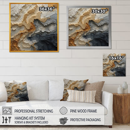 Designart Gold And Beige River Spiral Abstract Painting Framed Canvas Wall Art