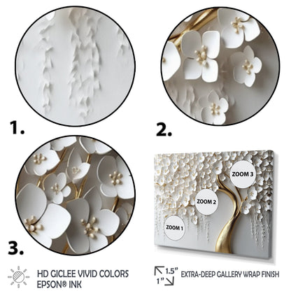 Designart White Orchid Tree Garden Of Branches Iv Tree Floral Framed Wall Art For Living Room