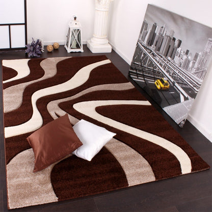 Tapis design à découpe contour et motif vague moderne
