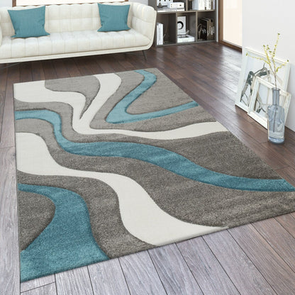 Tapis design à découpe contour et motif vague moderne