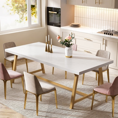 Table à manger rectangulaire en bois pour 8 personnes, 180 cm