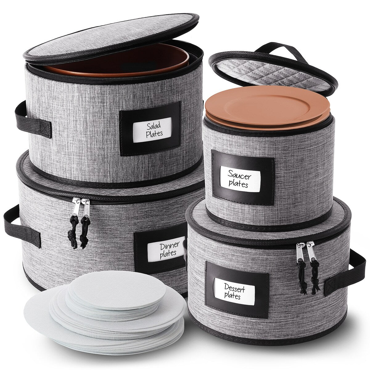 StorageBud Dinnerware Storage Containers - Stackable Holders for Plates, Cups, Flatware, Stemware, & Platter Sets