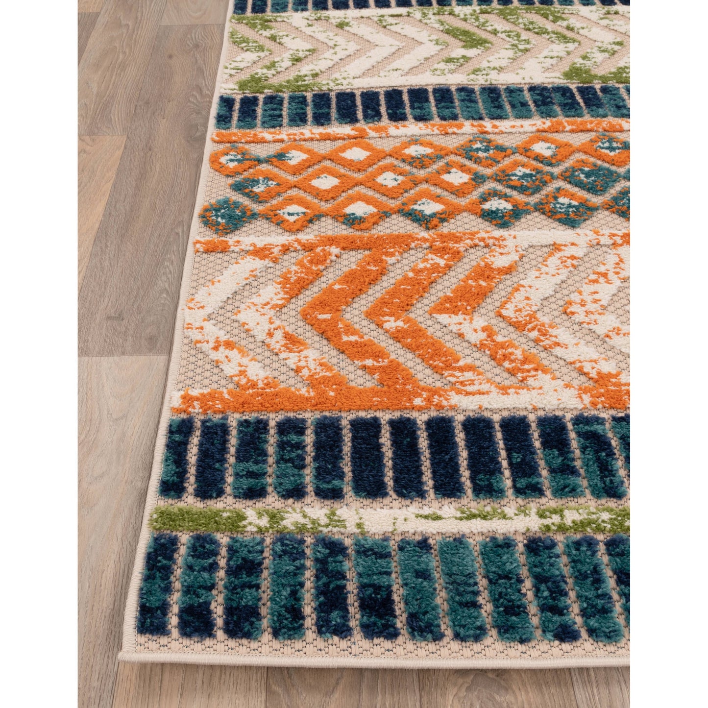 World Rug Gallery Distressed Geometric Indoor/Outdoor Area Rug