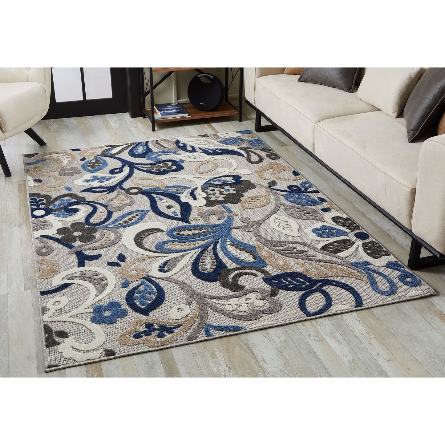 Tapis d'intérieur/extérieur à motif floral Domani Napa