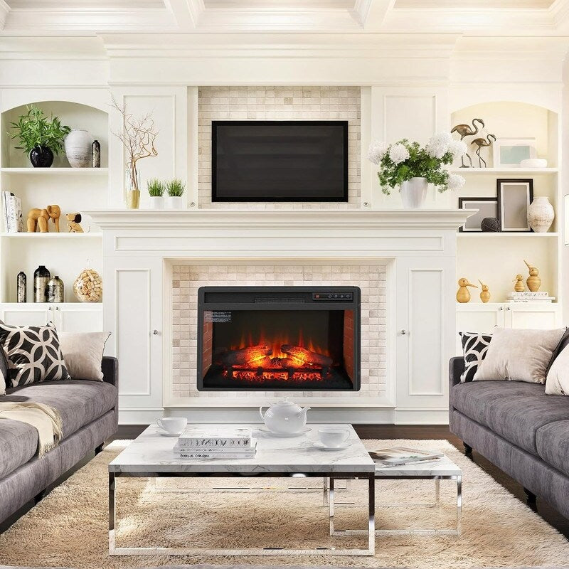 Foyer électrique encastrable avec chauffage réglable, luminosité, minuterie et protection contre la surchauffe, 1 400 W, homologué CSA