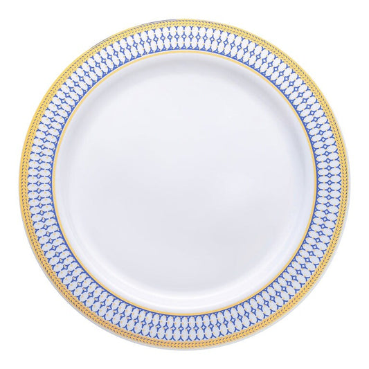 Elegant Gold Chord Rim Disposable Plastic Plate Packs - Party Supplies