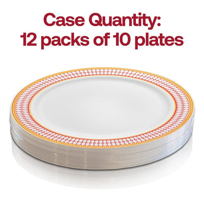 Elegant Gold Chord Rim Disposable Plastic Plate Packs - Party Supplies