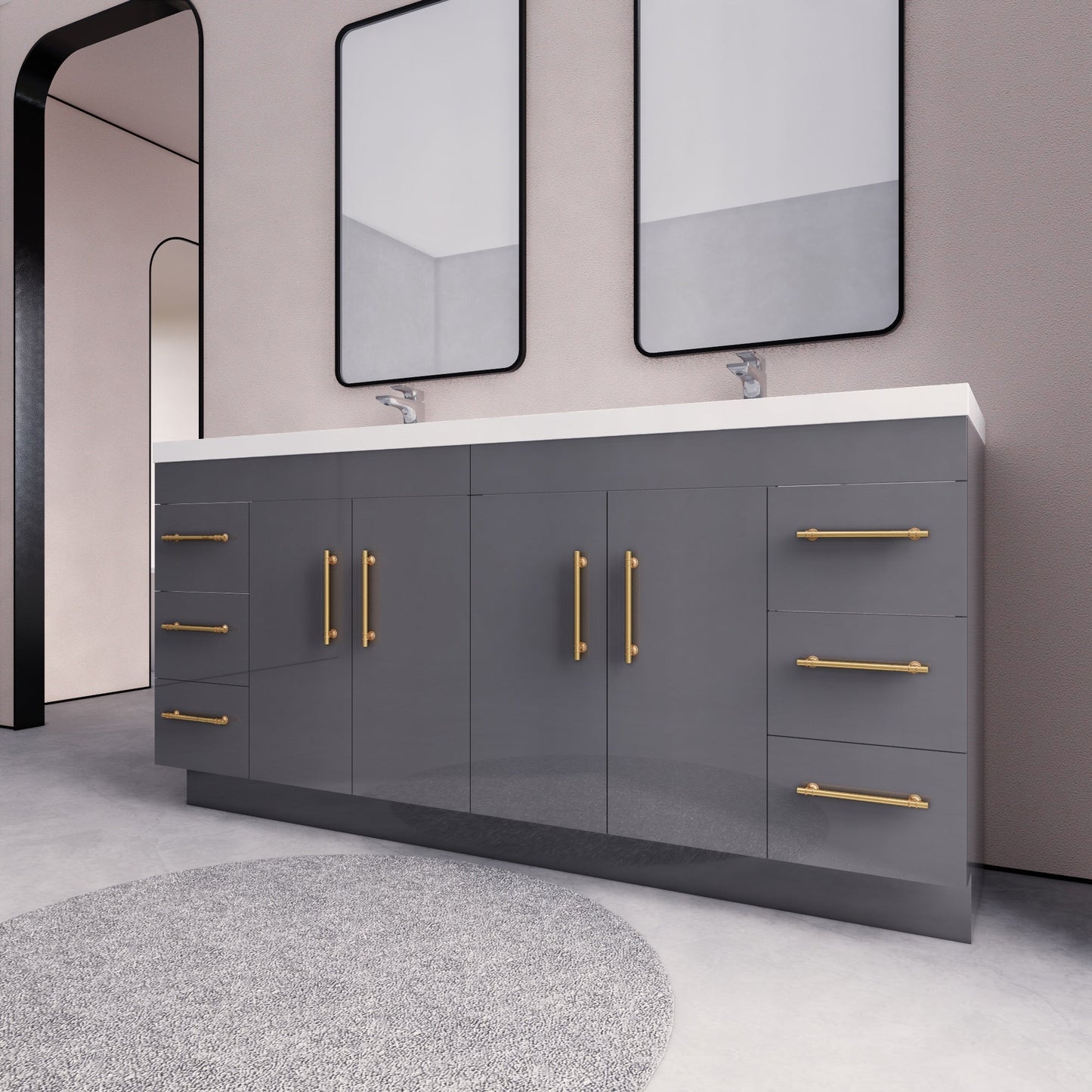 Meuble-lavabo autoportant Eliza de 72 po avec double vasque