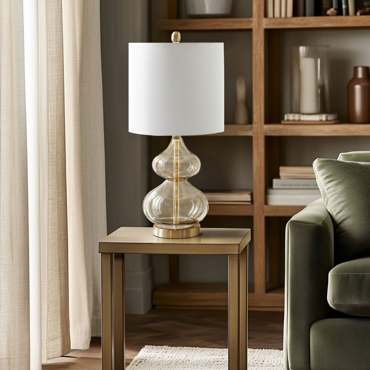 Ellipse Curved Gourd Glass Table Lamp, Set of 2