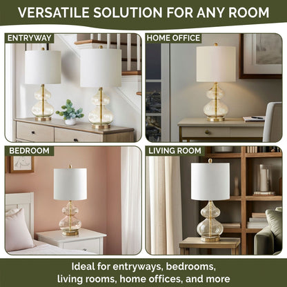 Ellipse Curved Gourd Glass Table Lamp, Set of 2