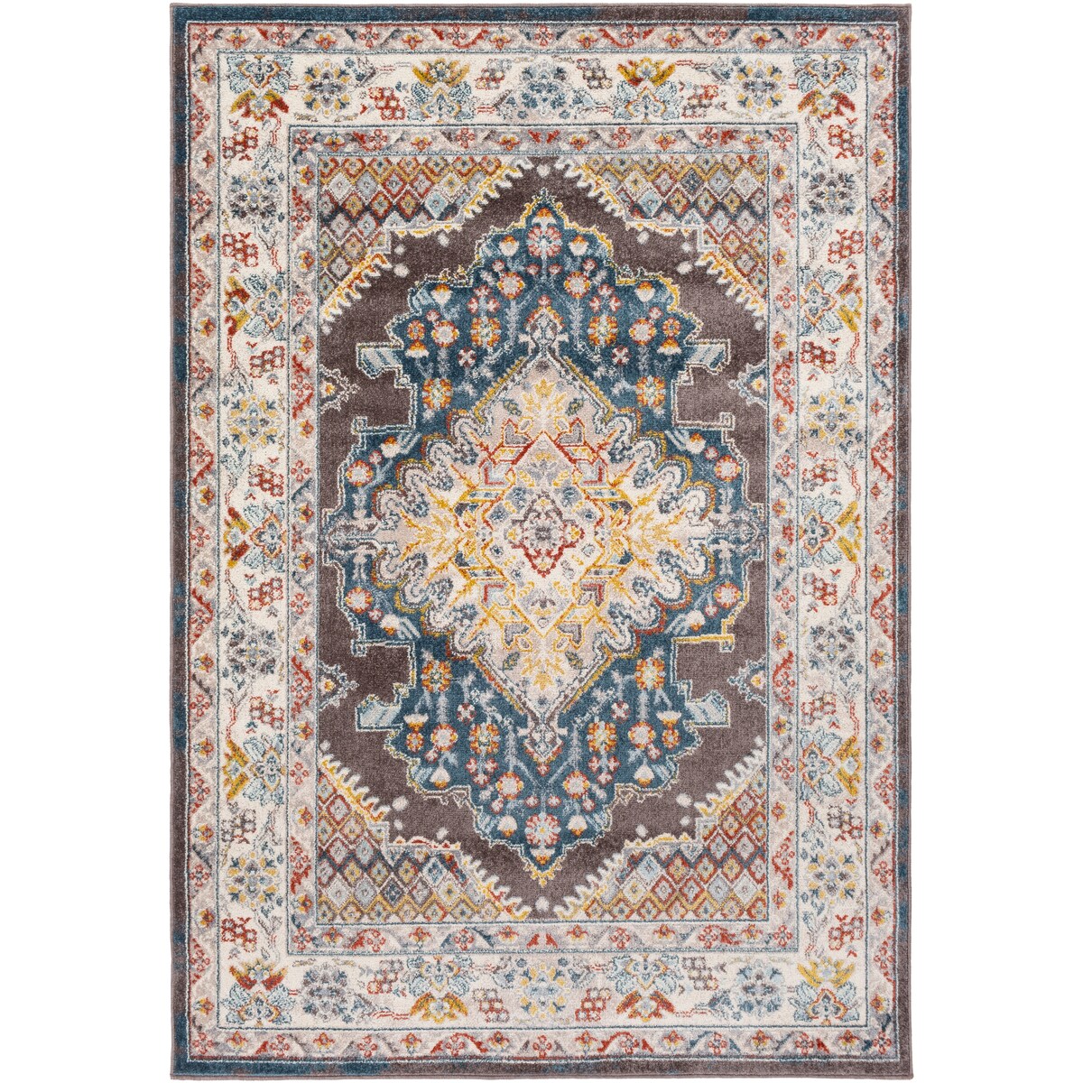 Tapis de sol Livabliss Elmas à médaillon persan traditionnel