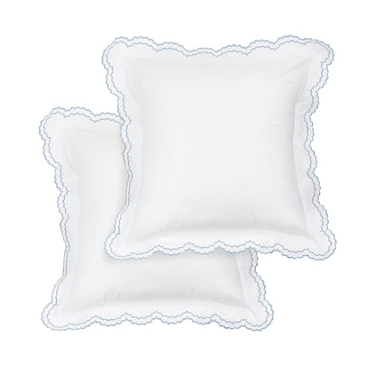 Embroidered Percale Crisp Cotton Double Scallopier Duvet Set and Sham