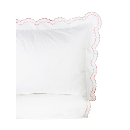 Embroidered Percale Crisp Cotton Double Scallopier Duvet Set and Sham
