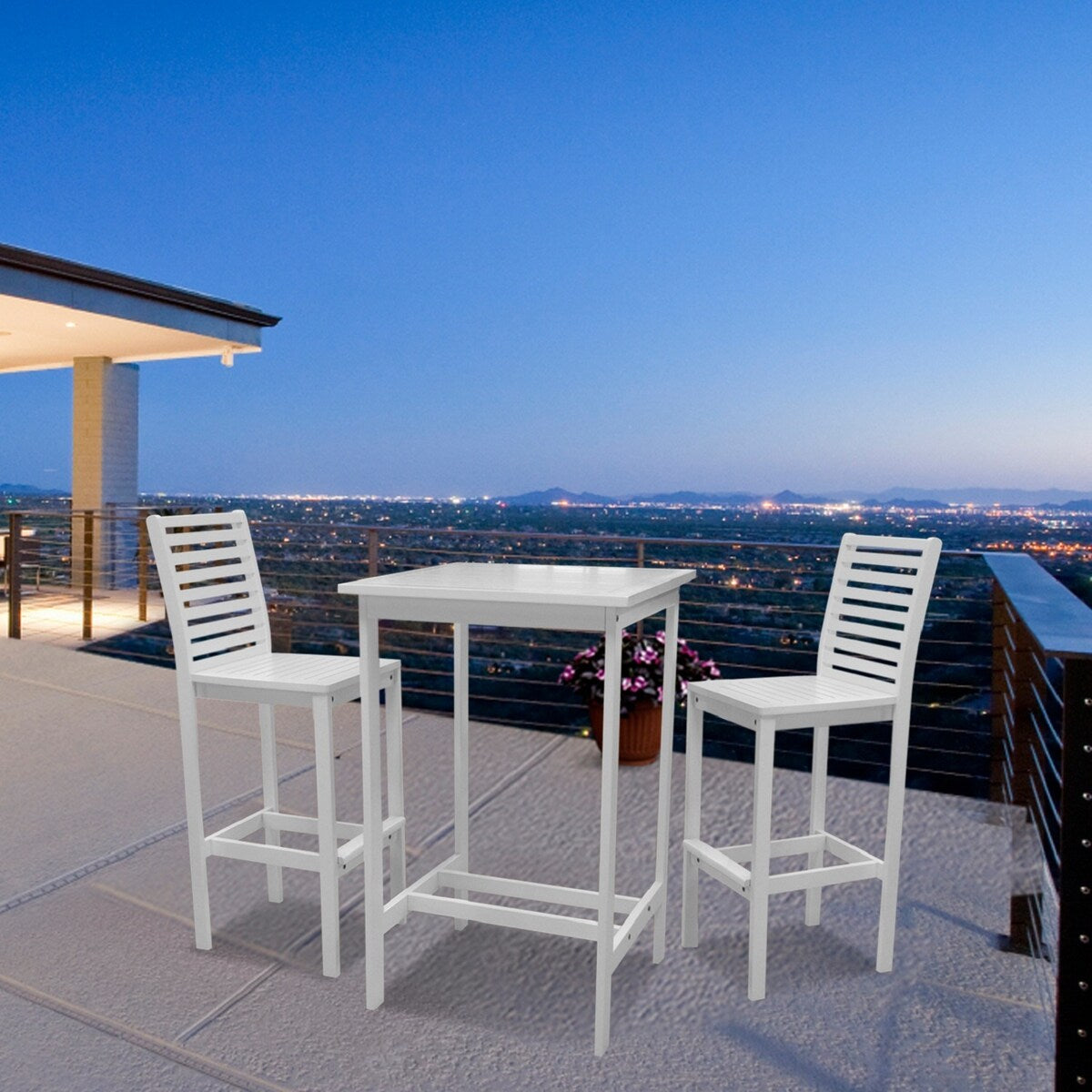 Emilio Wood Bar Table and Chair Dining Set