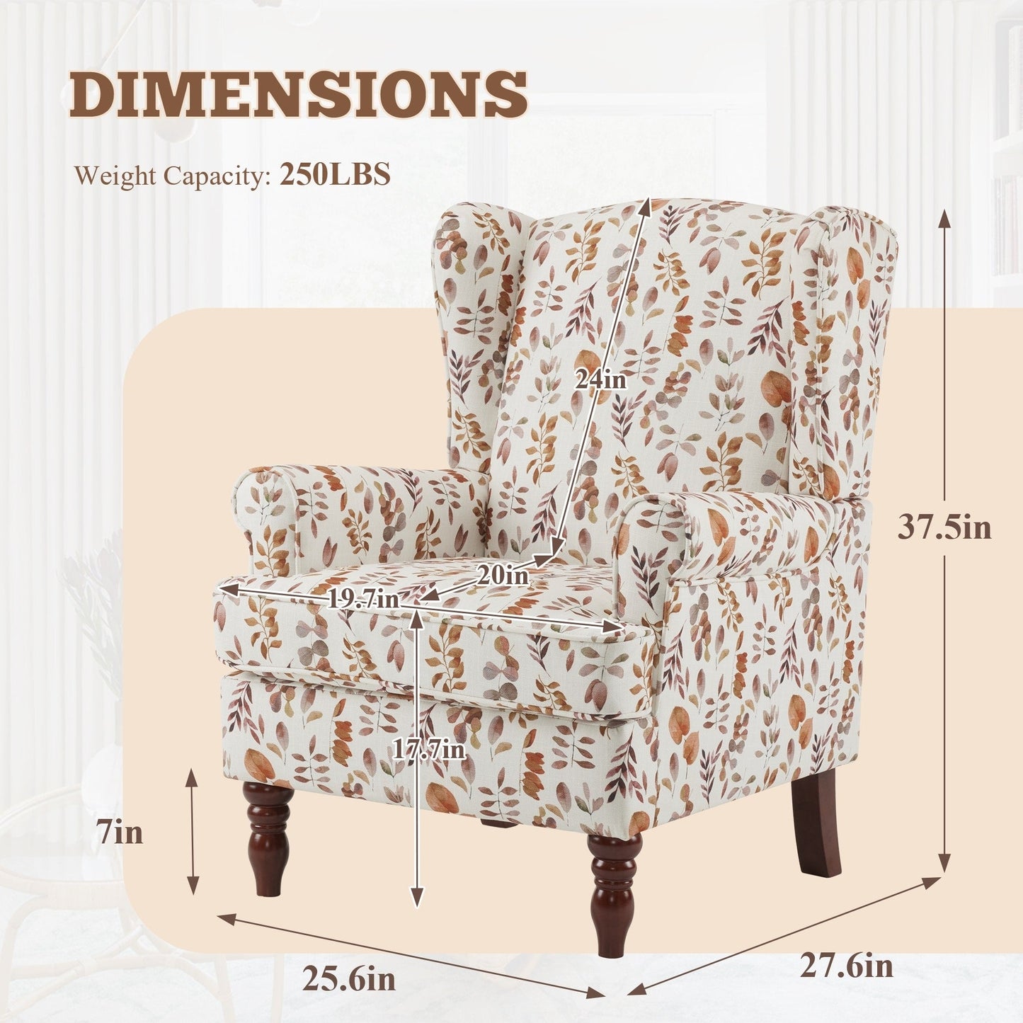 Fauteuil d'appoint moderne Erommy, fauteuil à dossier haut, canapé simple en tissu rembourré avec pieds en bois pour le salon