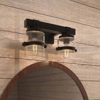 ExBrite Farmhouse 3-lights Bathroom Dimmable Iron Black Vanity Lights Wall Sconces