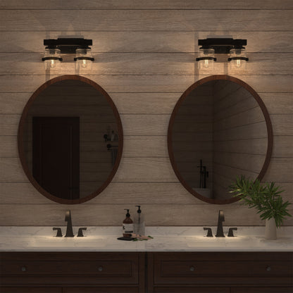 ExBrite Farmhouse 3-lights Bathroom Dimmable Iron Black Vanity Lights Wall Sconces