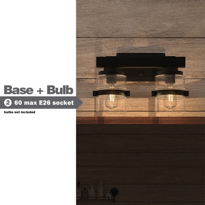 ExBrite Farmhouse 3-lights Bathroom Dimmable Iron Black Vanity Lights Wall Sconces