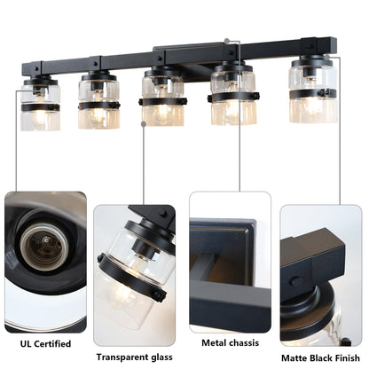 ExBrite Farmhouse 3-lights Bathroom Dimmable Iron Black Vanity Lights Wall Sconces