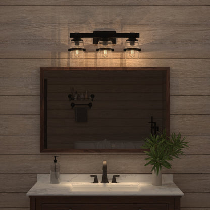 ExBrite Farmhouse 3-lights Bathroom Dimmable Iron Black Vanity Lights Wall Sconces