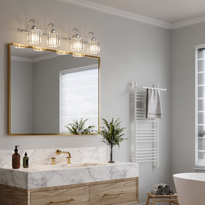 ExBrite Modern Rose Gold 1/2/3/4/5-light Bathroom Dimmable Crystal Vanity Lights Wall Sconces
