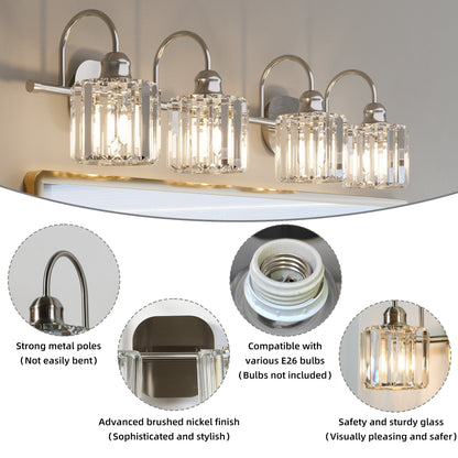 ExBrite Modern Rose Gold 1/2/3/4/5-light Bathroom Dimmable Crystal Vanity Lights Wall Sconces