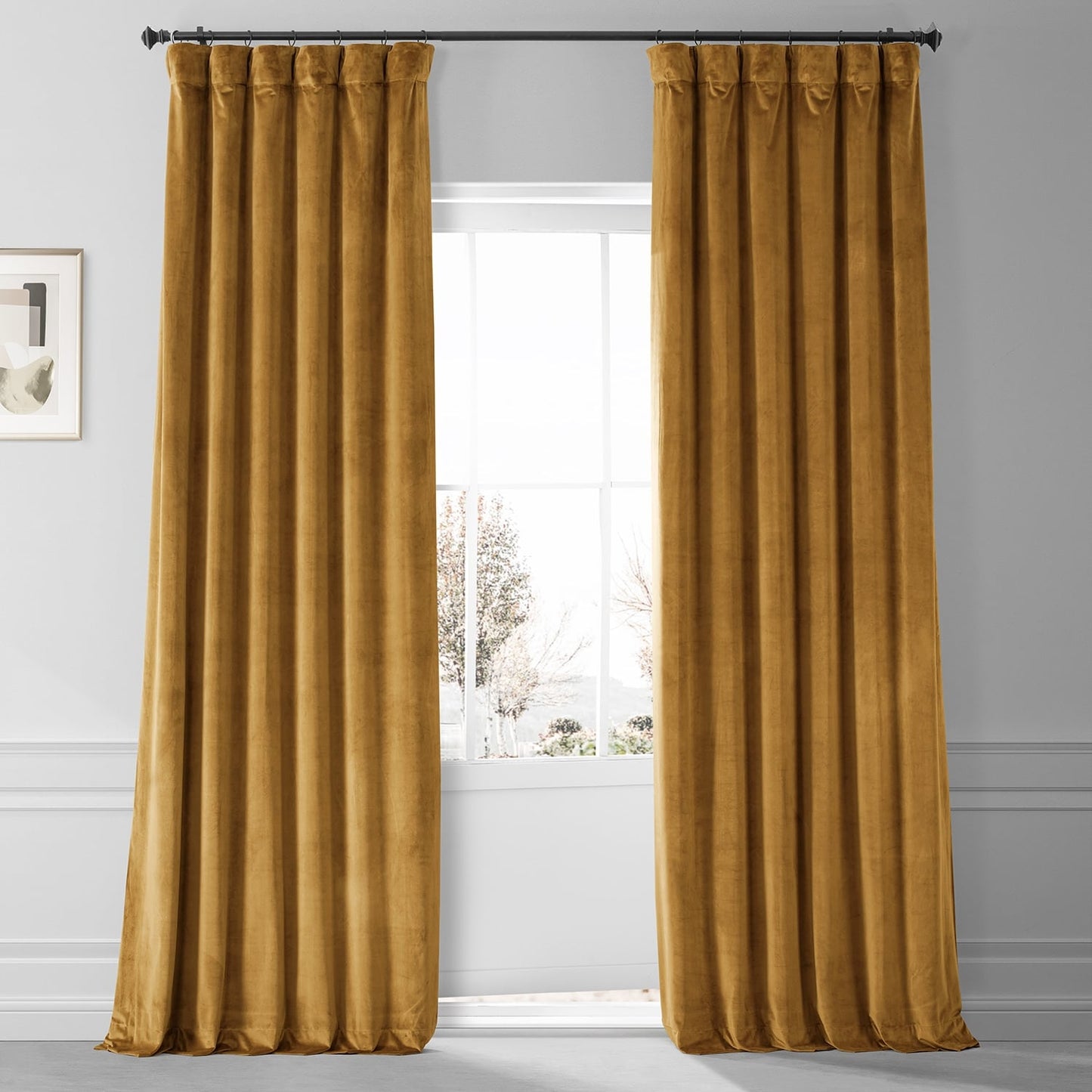 Exclusive Fabrics Signature Plush Velvet Hotel Blackout Curtains (1 Panel) - Luxury Soft Drapery for Light Control & Elegance