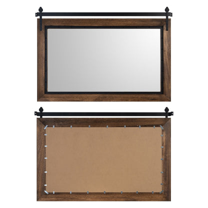 Farmhouse Barn Door Style Natural Wood Bathroom Vanity Wall Mirror