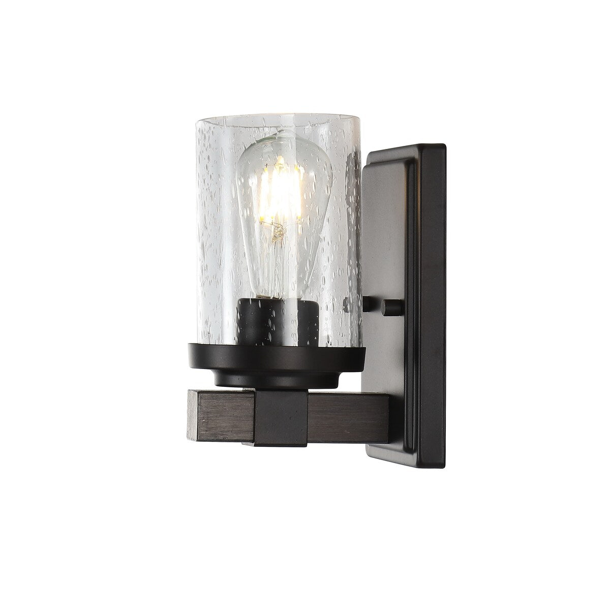 Ferme Iron/Seeded Glass Rustic Farmhouse LED Vanity Light, by JONATHAN Y