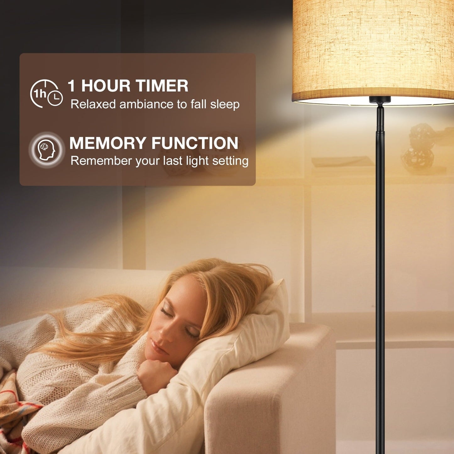 Floor Lamps for Living Room with Remote Control and 4 Color Temperatures Pole Lamps - N/A