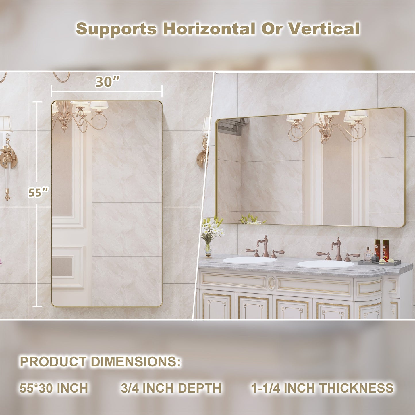 Framed Wall Mounted Bathroom Vanity Mirror