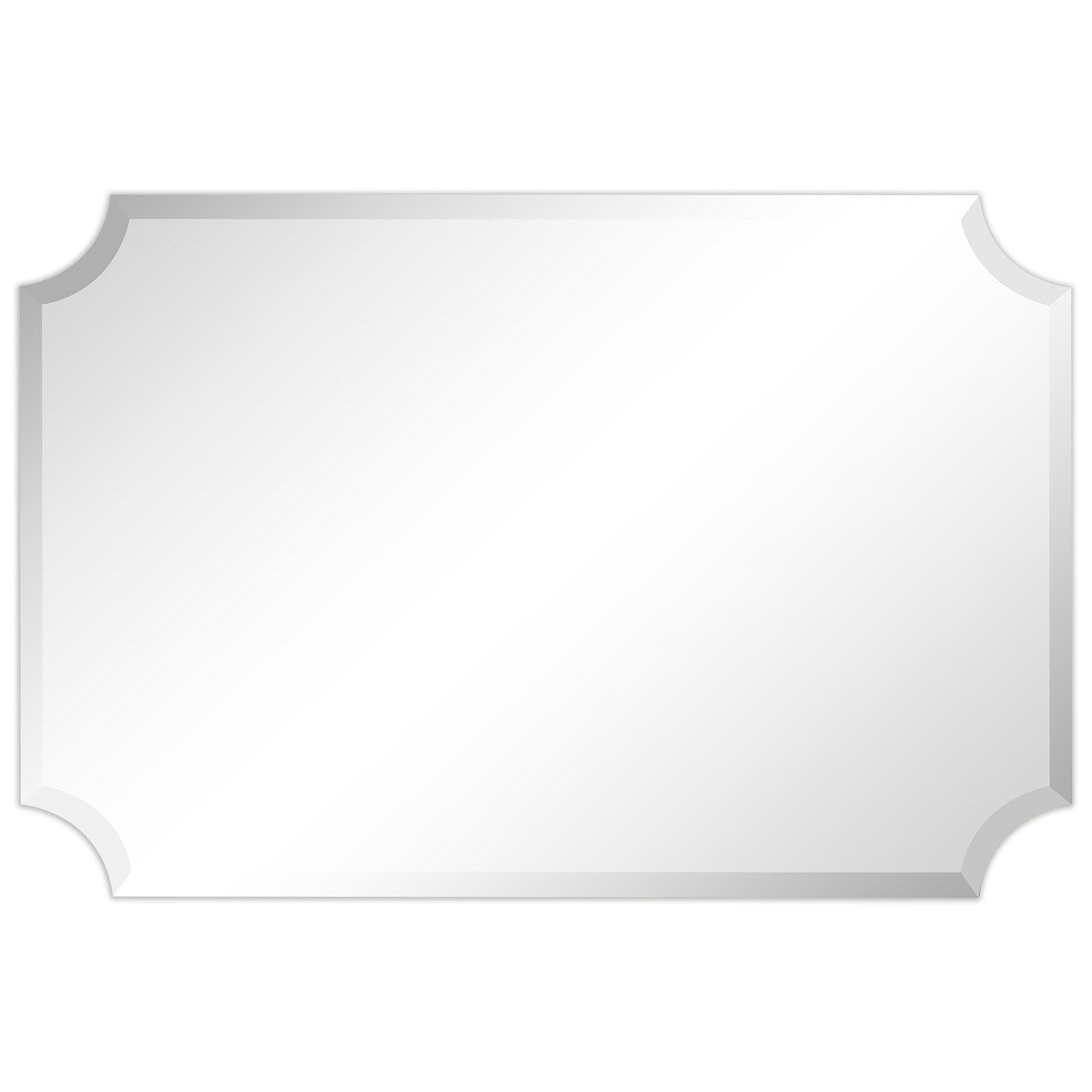 Miroir mural biseauté festonné rectangulaire sans cadre, pour salle de bain, coiffeuse, chambre à coucher, 1 bord biseauté - Transparent