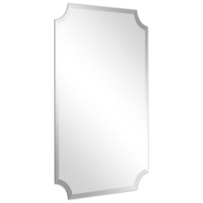 Miroir mural biseauté festonné rectangulaire sans cadre, pour salle de bain, coiffeuse, chambre à coucher, 1 bord biseauté - Transparent