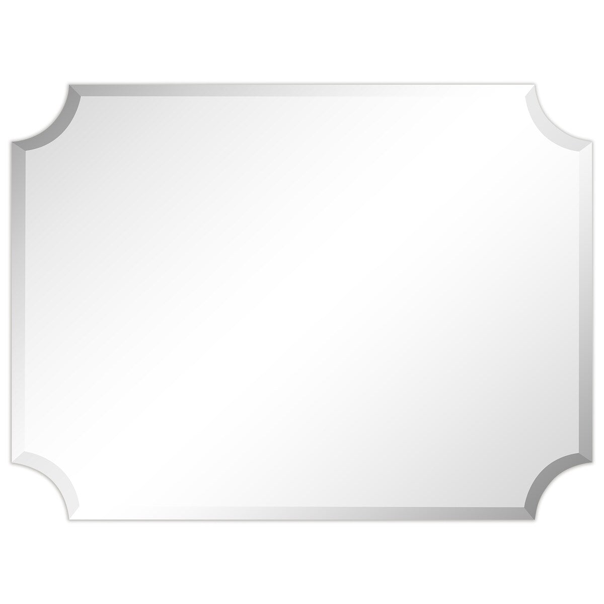 Miroir mural biseauté festonné rectangulaire sans cadre, pour salle de bain, coiffeuse, chambre à coucher, 1 bord biseauté - Transparent