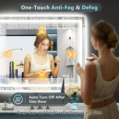 Full Size Front & Back LED Lighted Anti-fog Tempered Glass Wall Bathroom Vanity Mirror