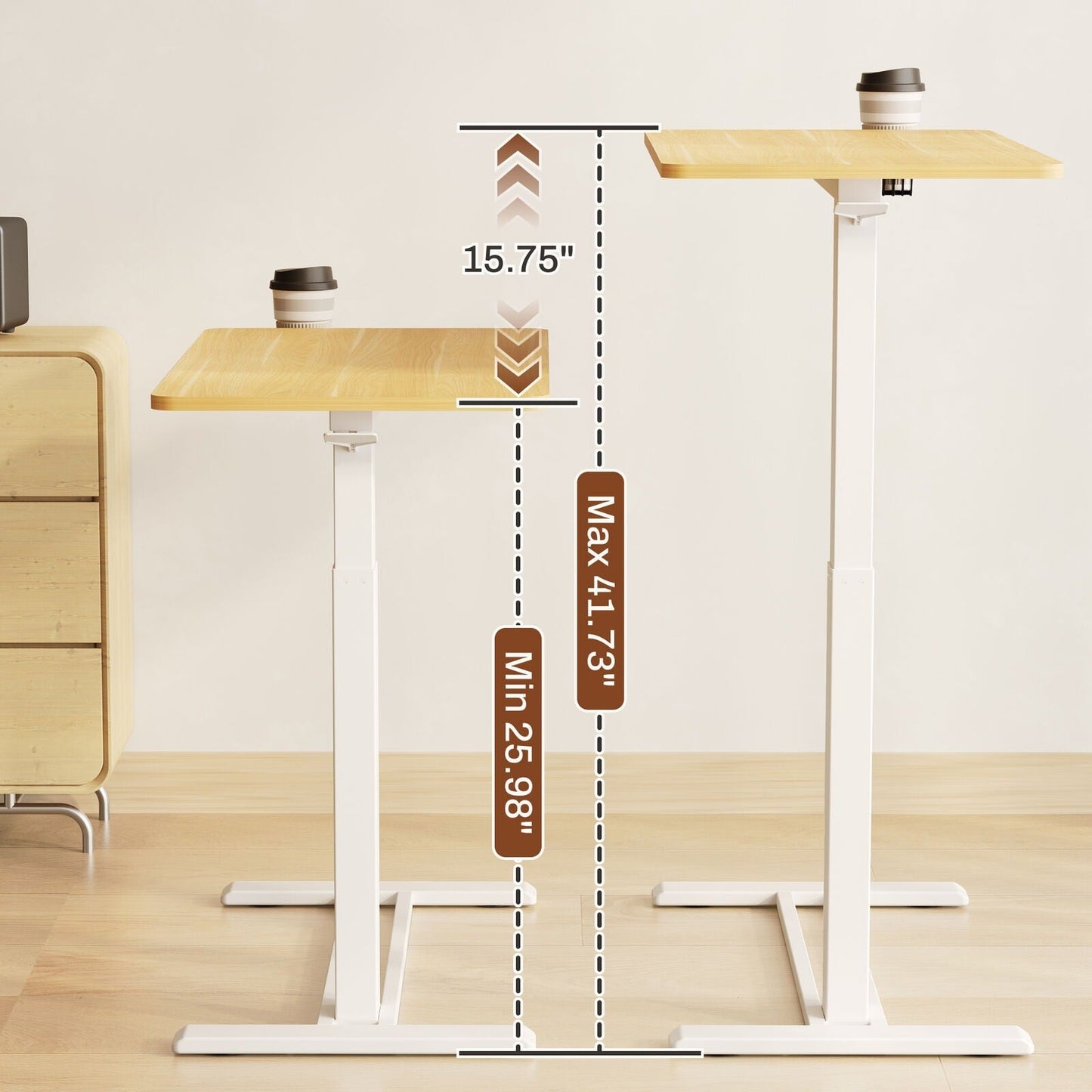 FunniHomi 28/32 Movable Overbed Table Height Adjustable Computer Desk with Wheels, White/Black Laptop Table for Bed and Sofa